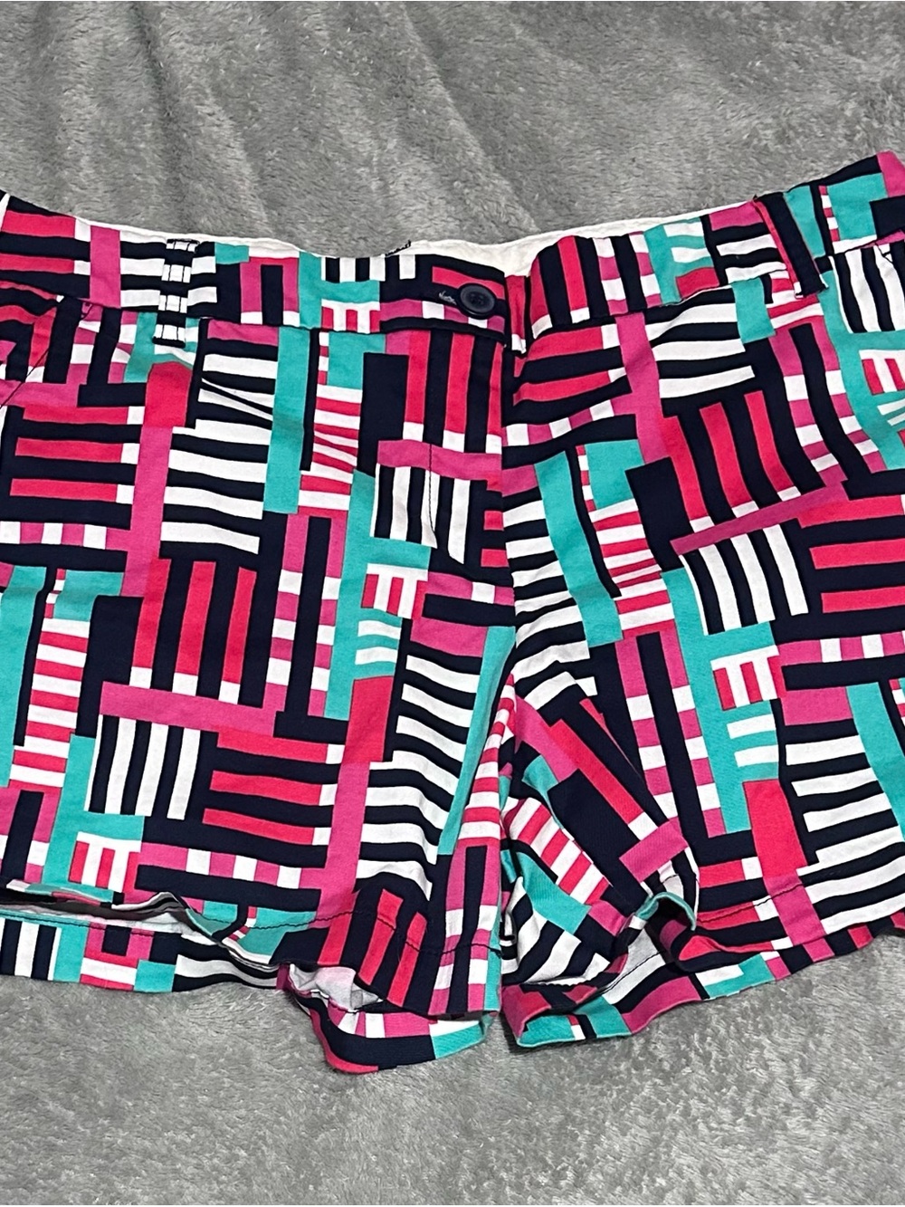 crown & ivy Geometric Stripe Shorts - Pink, Teal, Navy